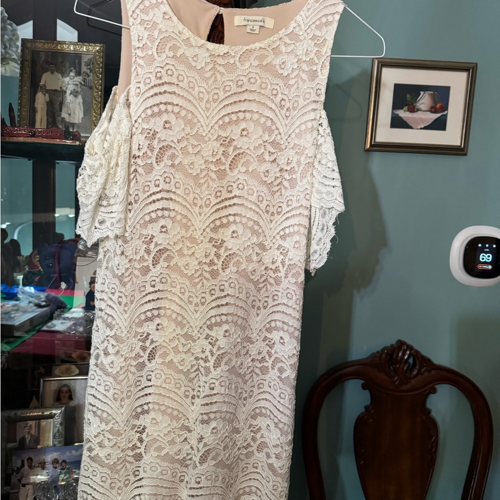 Francesca's Collections Cream Lace Mini Dress